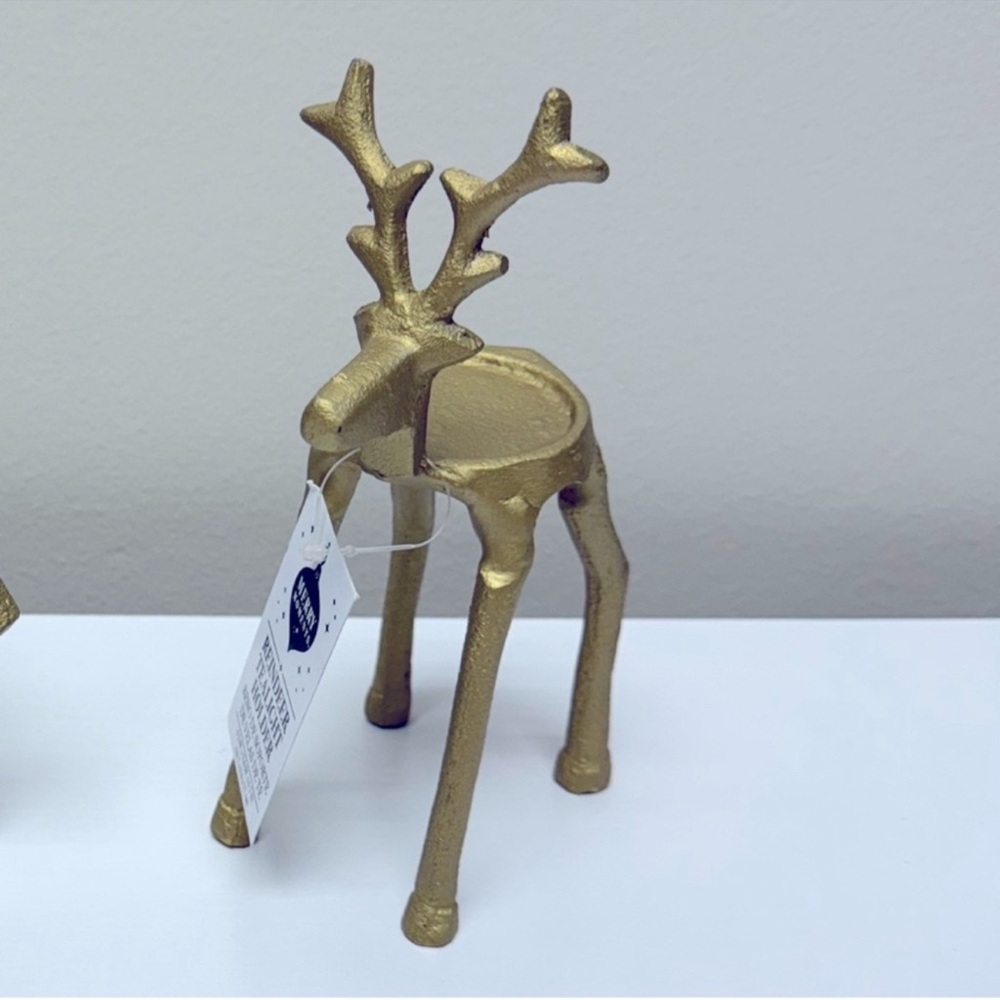 NWT Merry Moments Aldi Reindeer Tealight Holders, viral set of 2 gold metal - Picture 2 of 5